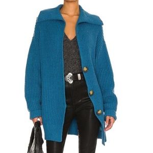 Free People Swim Too Deep Cardigan in peacock blue